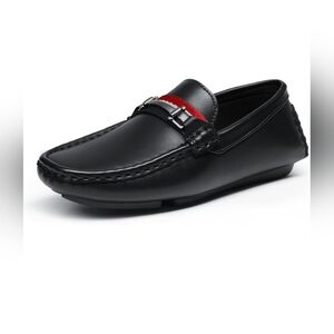 Kids Moccasins | Bruno Marc | 11C Black Moccasins with Red Accent
